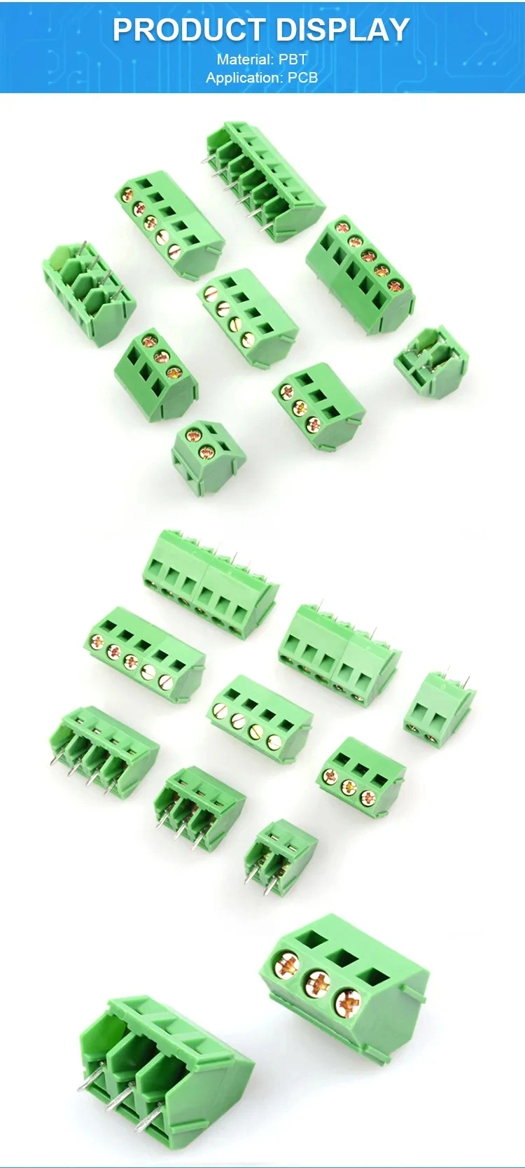 Factory 2.5mm 3.5mm 5mm 5.08mm Screw Pluggable PCB Terminal Block for PLC Sensor Screwless Terminal Block